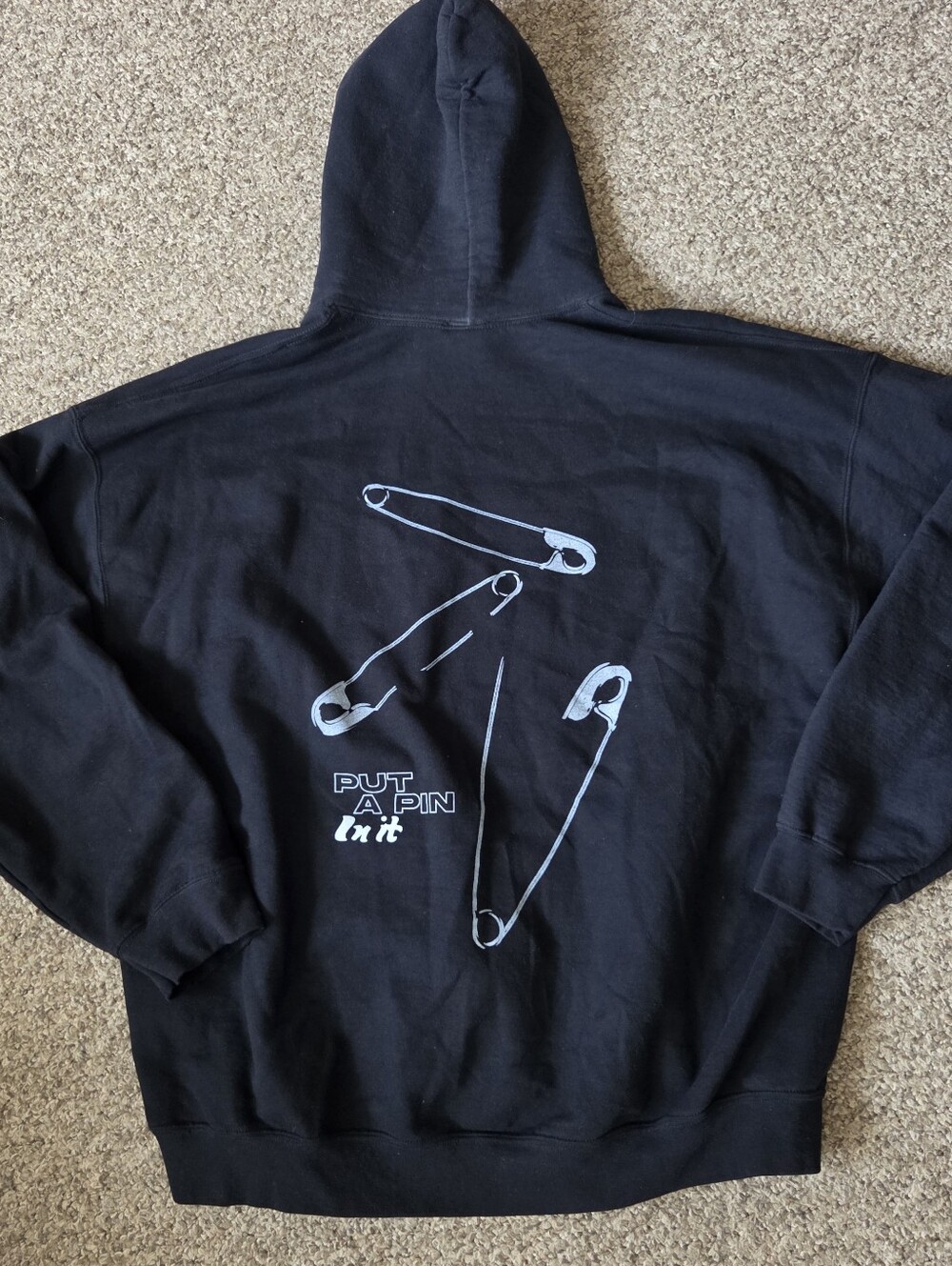 Urban Outfitters Black Grunge Graphic Oversized Hoodie Sweatshirt Sz Large